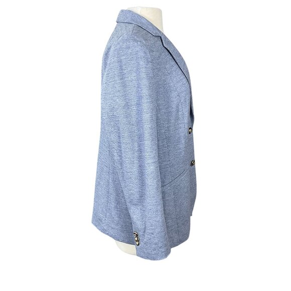 Talbots Easy Blue Knit Blazer Contrast Lining Crest Buttons Notch Collar 16 NWOT - Picture 4 of 10